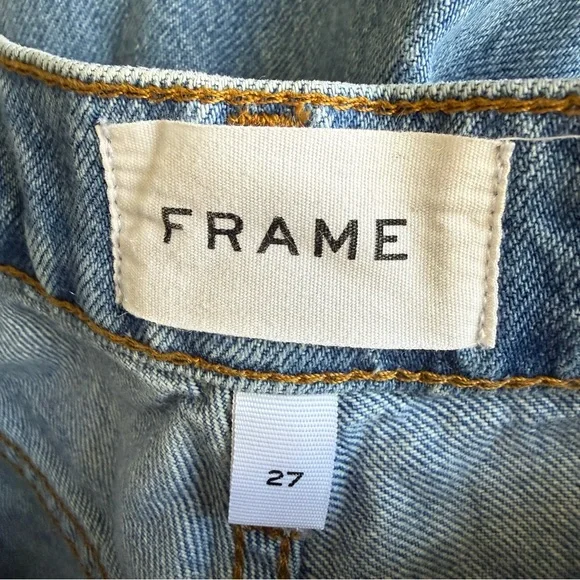 Frame Rolled High Rise Wide Leg Jeans in Meadow